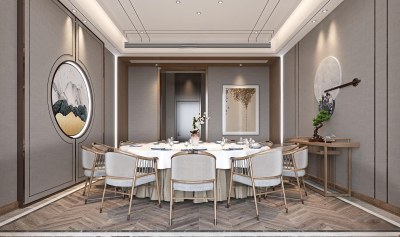 新中式包厢桌子3D模型下载